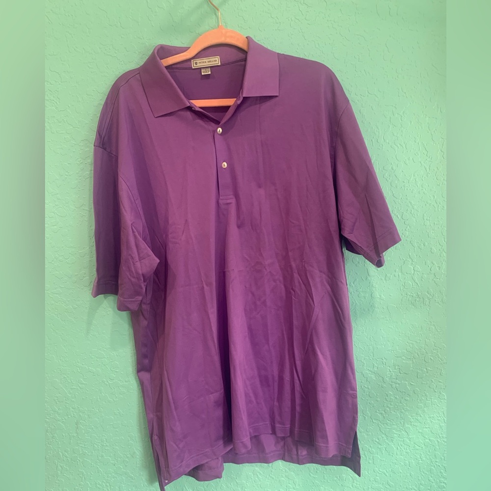 Peter Millar Purple Men's Polo Shirt cotton L golf basics solid confort
